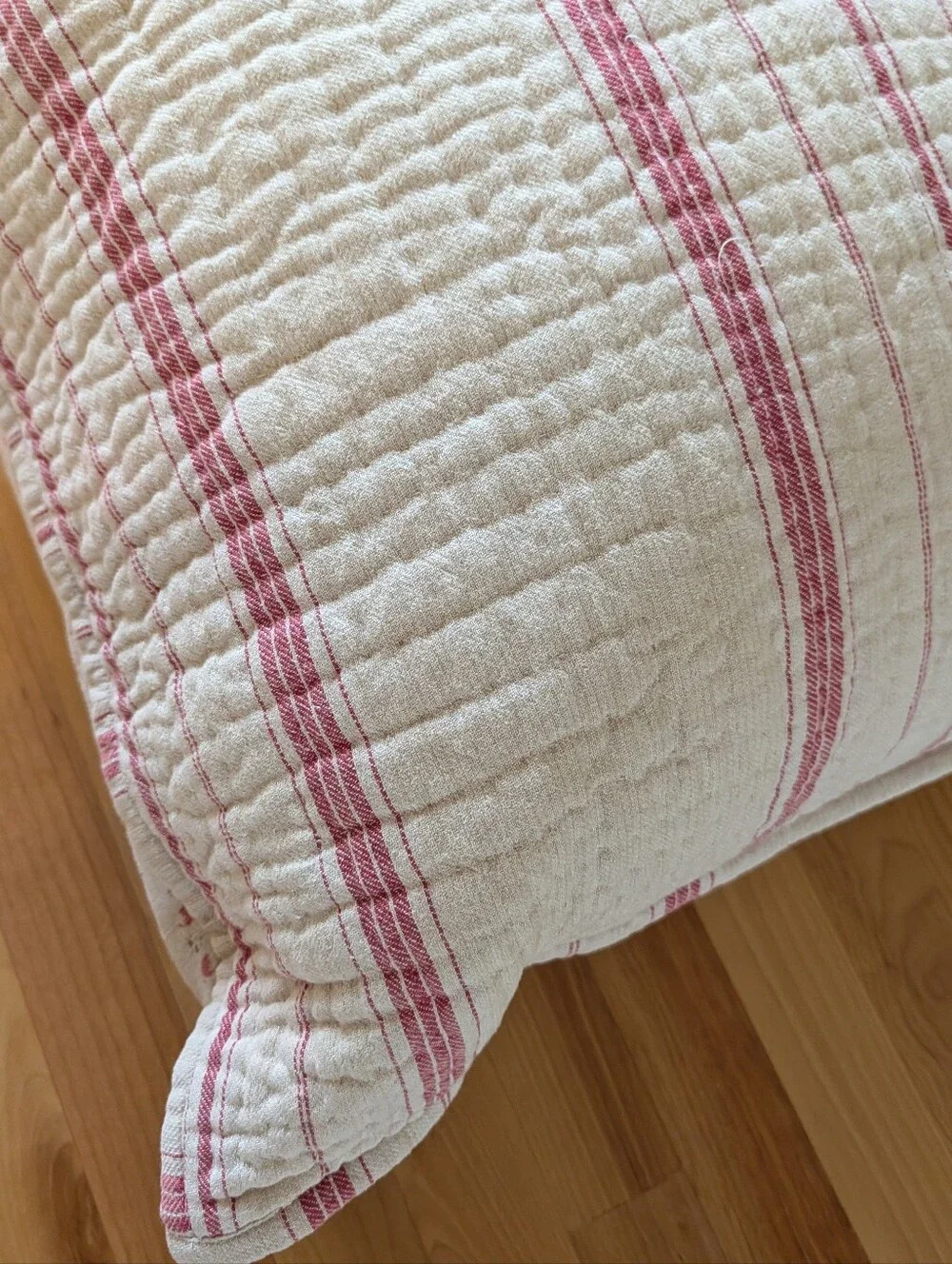vintage POTTERY BARN linen blend striped Euro sham set